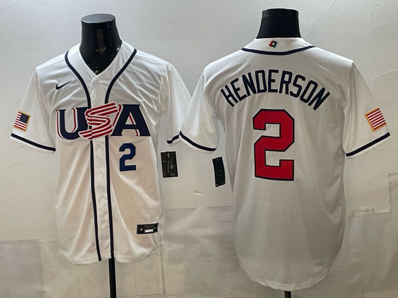 Men 2026 World Cub USA #2 Henderson White Game Nike MLB Jersey style 003->->MLB Jersey